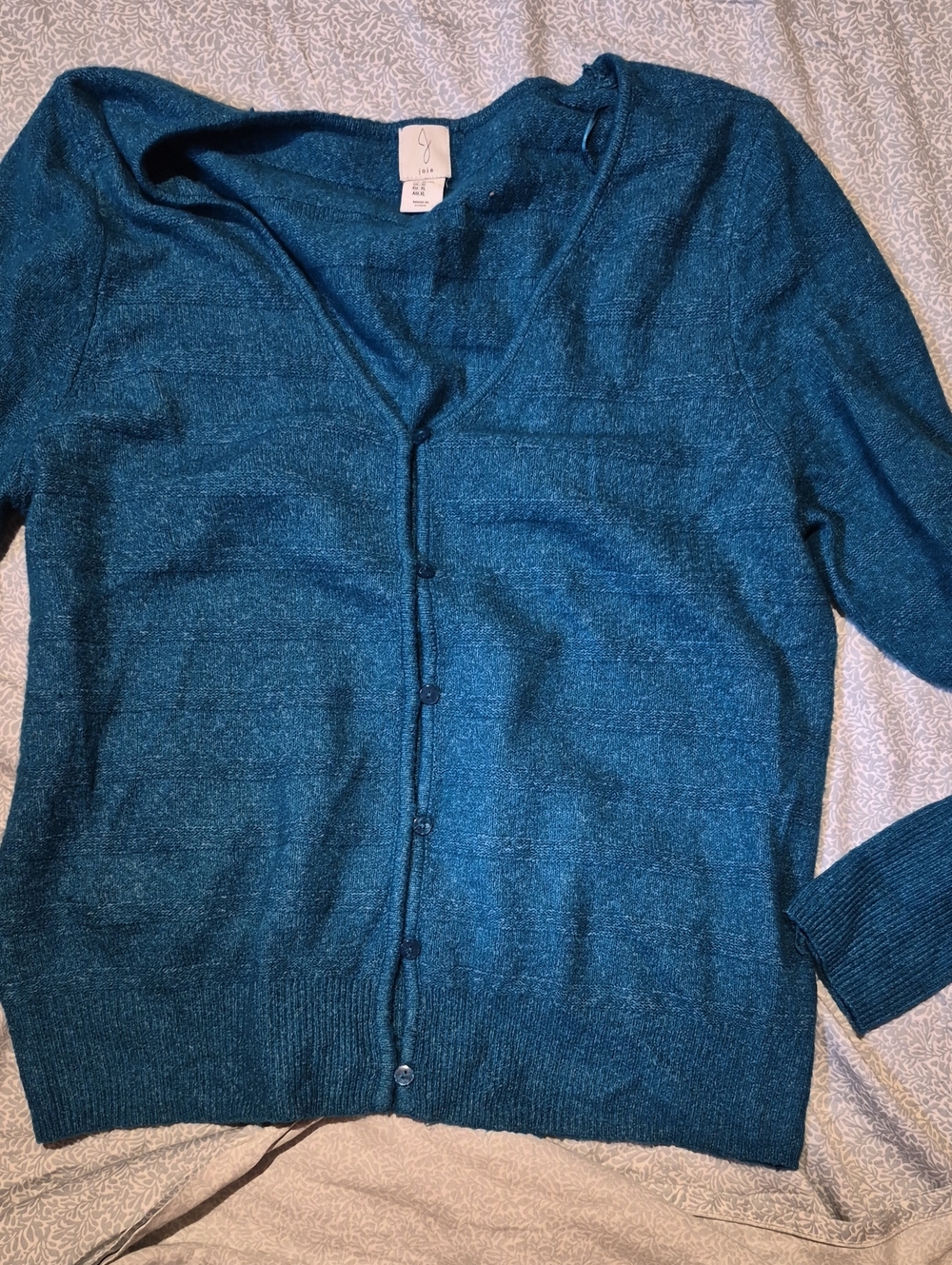 Joie Teal Button-Front Knit Cardigan